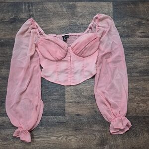 Windsor Pink Sheer Puff Sleeve Blouse